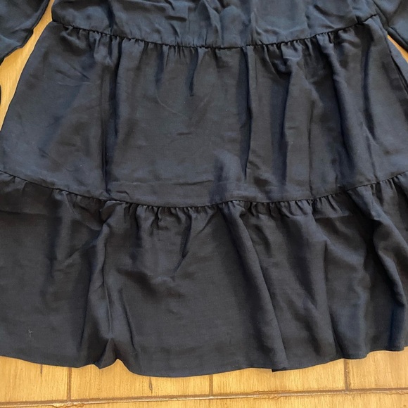 Women’s Black Longer Sleeve Mini Dress Viola Peasant Ruffle New XS - Picture 5 of 14